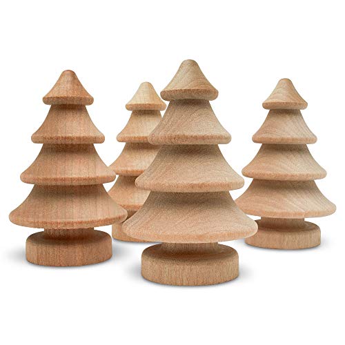 Mini Wooden Christmas Tree 2-3/4 inch, Pack of 10 Unfinished Wood Miniature Trees for Christmas Crafts, Peg People, Nature Table, and Small World Play, by Woodpeckers