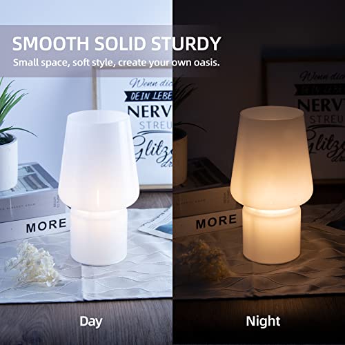 Battery Operated Table Lamps, Cordless Lamp With Led Bulb For Power Outage, Cord-Free Lamp For Area No Plug, Decorative Lamp For Tabletop/Corner Shelf/Entryway/Stairway/Bathroom/Fireplace(Cream White) #TOP3