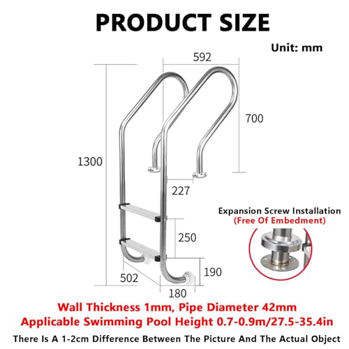 Escalera para Piscina de Acero Inoxidable 2 Peldaños miniatura 2