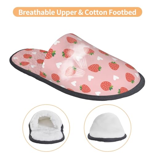 Strawberry Print Women Slippers Home Furry Shoes Keep Men Couples Shoes Warm For Women-4