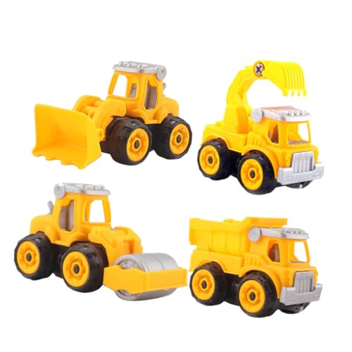 Hohopeti 4 Piezas Coches de Ingeniería Desmontables para Juguete Educativo de Excavadora DIY para Aprendizaje Temprano y Desarrollo de Habilidades Motrices Modelo Creativo y Divertido de