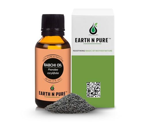 Image of Earth N Pure Babchi Oil (Bakuchiol Oil) - Natural Retinol Alternative for Skin Care, Face Glow & Even Skin Tone - 100% Pure Babchi Essential Oil for Face & Hair - 30ml