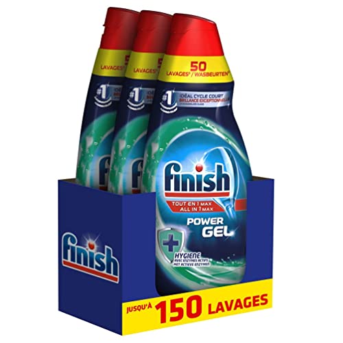 Finish Gel Produit Lave-Vaisselle Hygiène+ - Gel Détergent Pack de 3x1L
