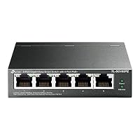 TP-Link TL-SG105PE 5-Port Gigabit Managed LAN PoE Switch mit 4 PoE+ Ports (65 Watt, IEEE-802.3af/at, einfache Konfiguration, IGMP, QoS, VLAN, lüfterlos, Robustes Metallgehäuse) Schwarz – Ansicht 1