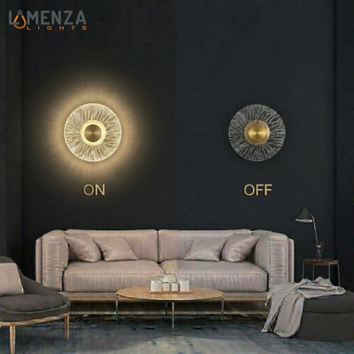 Image of Spiral Gride Glow 3-in-1 LED Wall Light | Modern Fancy Lights for Living Room, Bedroom Wall Decor, Home Decoration Items & Indoor Acrylic Round Shape Night Lamp (Golden, Pack of 1)