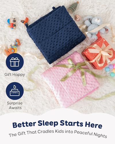 Image of Kivik 3lb Weighted Blanket, Washable Heavy Throw Blankets, 3 Pounds Weight Small Comforter for 5 6 7 8 9 Year Old, Soft Cooling Minky Material, Gifts for Sleep & School Calm, 36 x 48 inches, Navy Blue