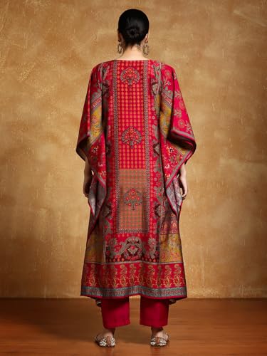 Image of Varanga Women-Gota Detailed Ethnic Floral Printed Kaftan & Trouser