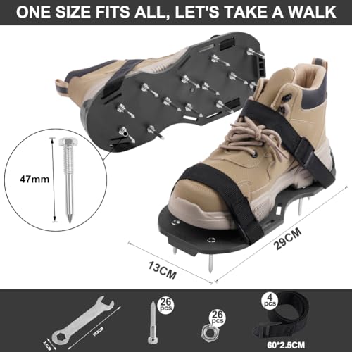 URAQT Lawn Aerator Shoes, 42mm Studded Garden Lawn Aerator Spike Shoes with Hook & Loop Straps, One Size Fits All Free-Installation Heavy Duty Spiked Shoes for Yard Patio Garden 2 URAQT Lawn Aerator Shoes, 42mm Studded Garden Lawn Aerator Spike Shoes with Hook & Loop Straps, One Size Fits All Free-Installation Heavy Duty Spiked Shoes for Yard Patio Garden - Image 2
