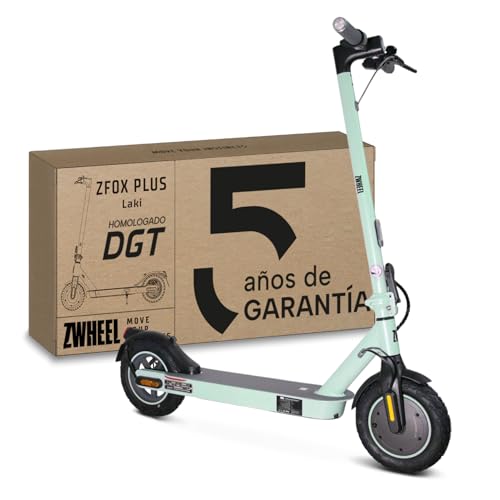 ZWHEEL ZFOX Plus LAKI | Patinete Eléctrico Adultos Homologado DGT (300-600W) - 35km Autonomía & Regeneración al Frenar - Intermitentes, Ruedas Mixtas 10' de Aire - Frenos de Disco y Eléctricos
