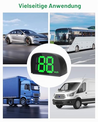 Gps Tacho Universeller Digitaler Auto Geschwindigkeitsmesser mit HUD Head-Up-Display, GPS-Geschwindigkeitsmesser für Auto, Motorrad, Fahrrad und E-Scooter – Klare Anzeige bei Tag und Nacht