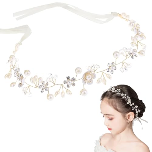 LIUYIDM Coroncina Comunione Bambina Fascia per Capelli Coroncina Fiori Bambina Anello Dorato Coroncina Comunione, Utilizzato Come Accessorio per Capelli da Sposa, Fiori Fatti a Mano, Ecc