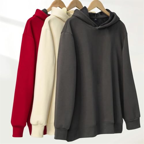 Men Oversized Hoodie Fleece Thicken Loose Solid Warm Sweatshirts Pullovers2