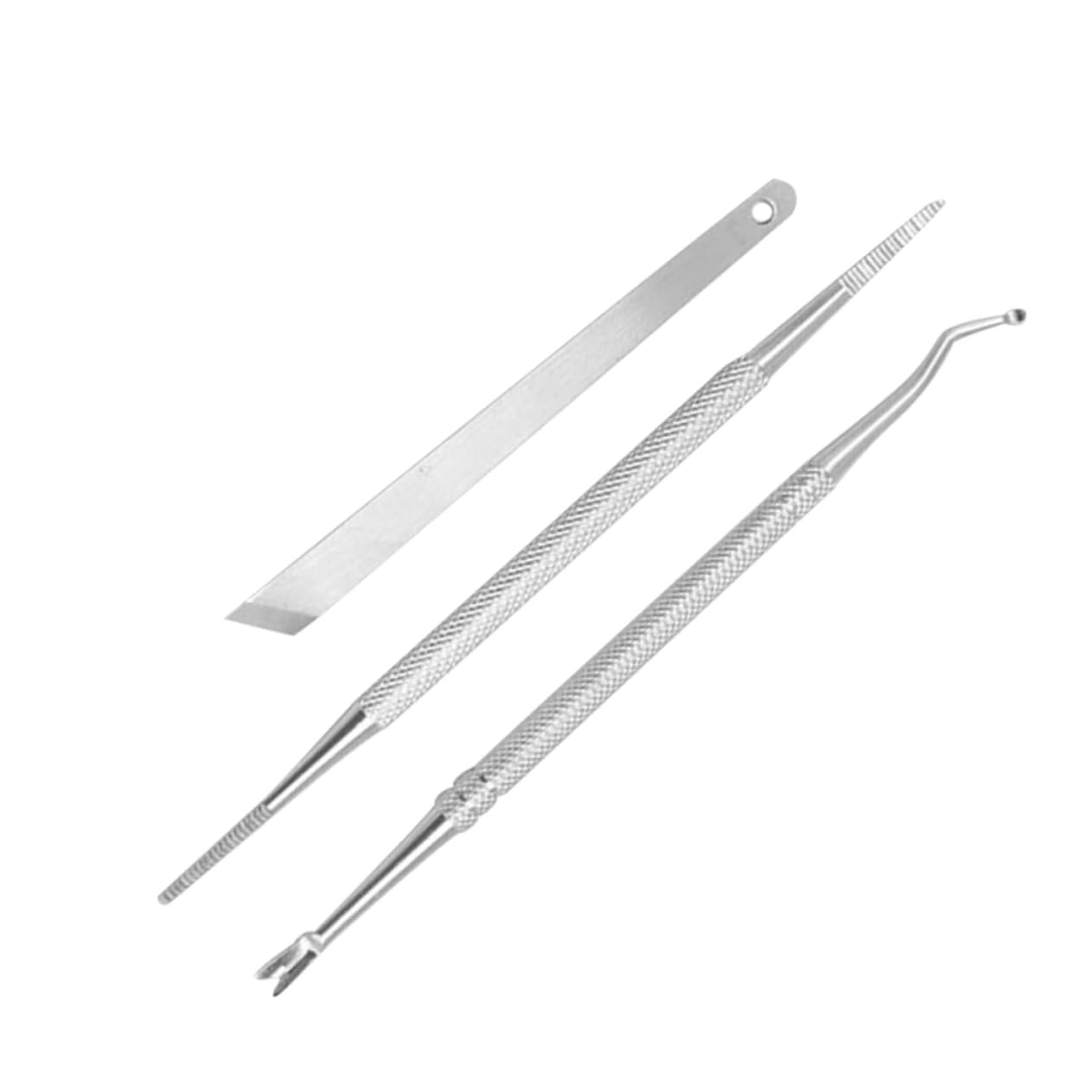 Ipetboom 3Pcs Stainless Steel Toenail Care Set Cuticle Remover Spoon and Nail Cleaner Kit for Pedicure Treatment at Home Salon