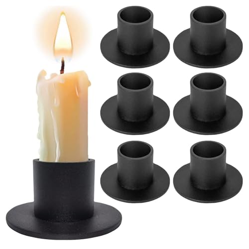 Lot de 6 Chandeliers en Fer Noir,Bougeoirs Noirs,Insérer Un bougeoir,Bougeoir en métal Vintage，Bougeoir de Table Noir, Parfait pour Tous Les Jours, fête,...