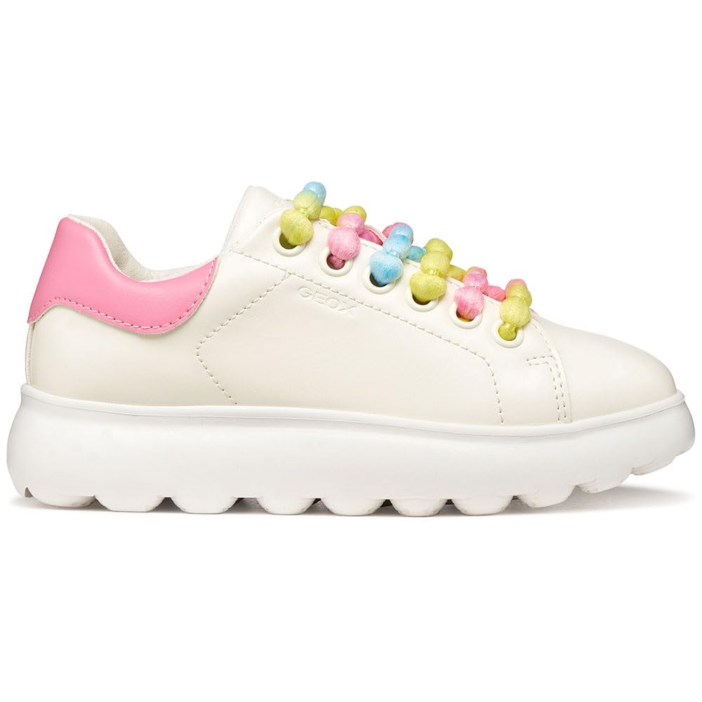 Geox J PUFFYPOP Girl A Trainers, White/Pink, 34 EU