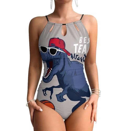 Maillot de bain 1 pièce contrôle ventre femme motif dinosaure fun