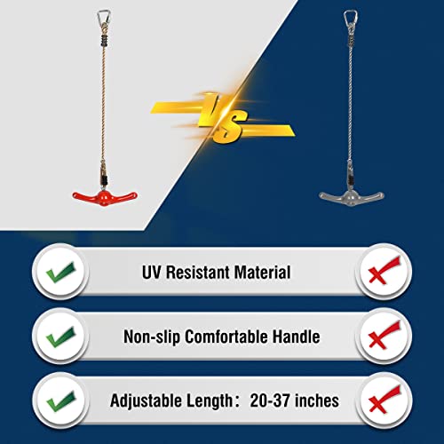 Gardtech 360° Twist Swing, Ninja Line Toys Jungle Gym Accessories - 37 Inch Adjustable Slackline Attachments Warrior Accessories For Playground Backyard Training (Red) #TOP4