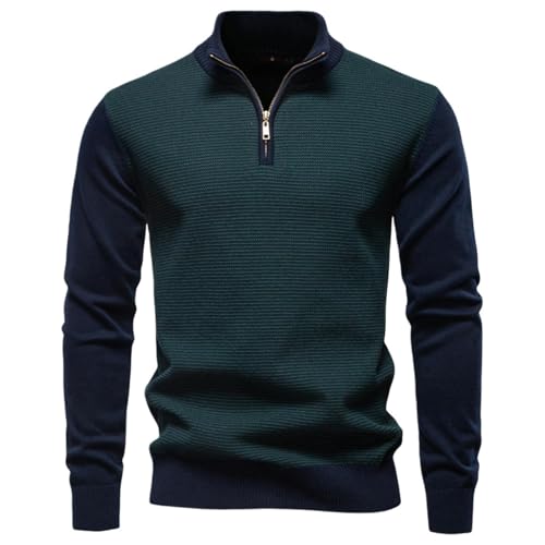 Pull en tricot à col montant boutonné zippé coupe droite homme hivernal