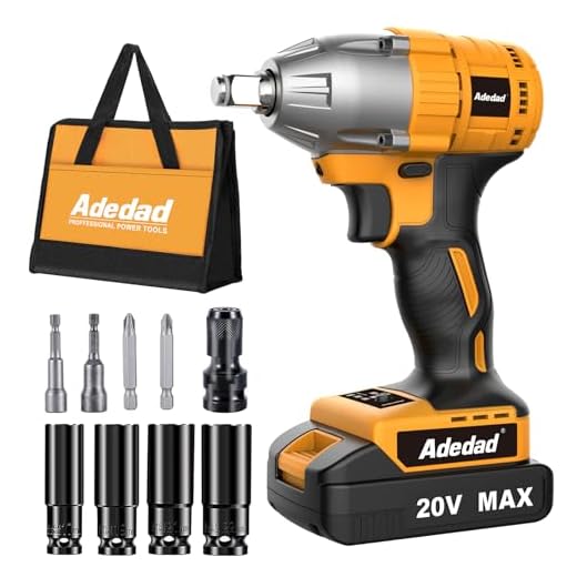 Adedad Cordless Impact Wrench 1/2 inch, 20V Brushless Impact Gun with Battery and Charger, High Torque 300 ft-lbs 3000 RPM Impact Wrench with 1-Hour Fast Charger, Led Light