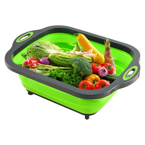 KJOET ウォーターベースン 洗面器 - 折りたたみ式洗い桶 | まな板デザイン収納トレイ キッチン キャンプ バックパッキング 旅行 ガーデニング ハイキ アウトドア 洗濯 ピクニック用