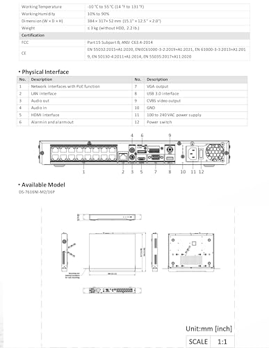 Image of DS-7616NI-M2 /16P 16 Channel PoE Network Video Recorder NVR, 8K H.265, Up to 32MP Resolution Input, Plug & Play, Hard Drive Not Included, Support Firmware Upgrade
