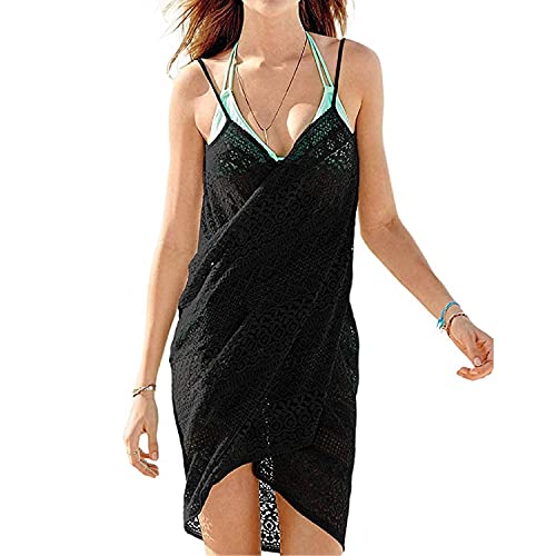 TBSCWYF Damen Boho Rückenfrei Spitze Bikini Cover Up Strandkleid Sommerkleid Gestrickte Bikini Cover Up Strandponcho Strandkleid für Damen Sommer...