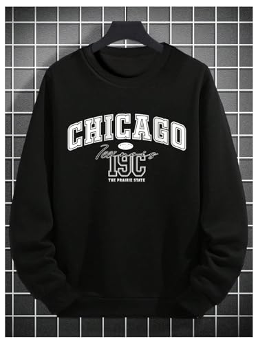 Floerns Men's Long Sleeve Sweatshirts Letter Graphic Crew Neck Oversized Pullover3