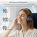 TOZO HT3 Hybrid Noise Cancelling Headphones, 90H Battery Life Wireless Over Ear Bluetooth 6.0 Foldable Headset, AI Voice Assistant with 5 Mics, Connect 2 Devices and Hi-Res Sound, 32 EQ Audio Presets