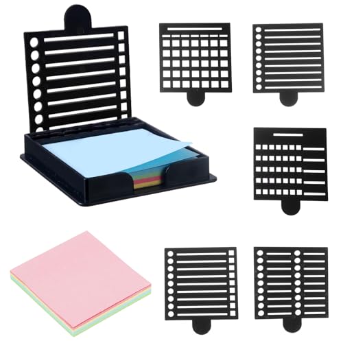 Distributeur post-it 7,6 x 7,6 cm et pochoirs de dessin pour l'organisation des notes