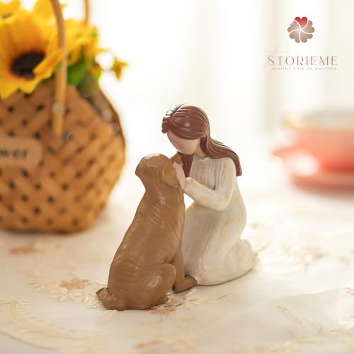 Storieme Golden Retriever Figur Geschenk: Handbemalte Hund Geschenke für Hundebesitzer zum Geburtstag Weihnachten Freundschaft (11cm x 13.2cm)