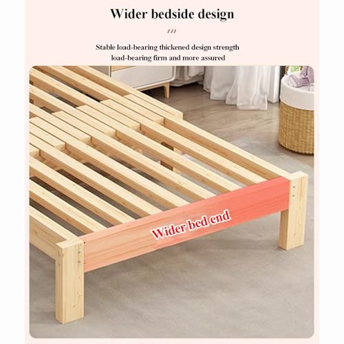 ADMIHQECS Foldable Wooden Bed Frame with Pull-Out Extension Adjustable Sofa Bed Retractable Guest Bed with Headboard and Sliding Wheels for Daytime Napping(60cm)