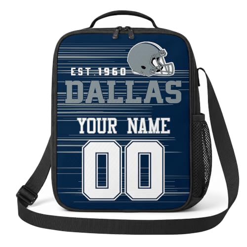 Image of Dallas Lunch Bag Custom Name and Number Personalized Gifts | Custom Personalized Lunch Box for Men Women
