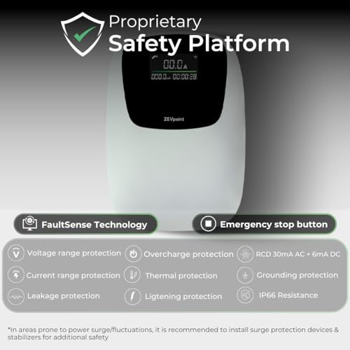 Image of Zevpoint 7.5kW Smart EV Charger | Display Screen, 5m TPU Cable | ARAI, CE & TUV Certified | App, RFID, BT | Adjustable Power |10+ Advanced Safety Protections | IP66 | Upto 5-Yr Warranty (Polar Pro)
