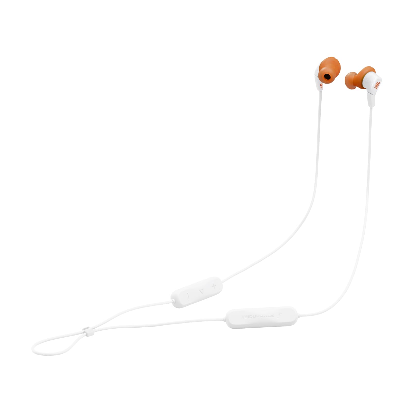 JBL Endurance Run 3 Auriculares Deportivos inalámbricos con Bluetooth, 25 Horas de autonomía, tecnología FlipHook y TwistLock, Resistencia al Polvo y al Agua IP65, micrófono y Mando, Blanco