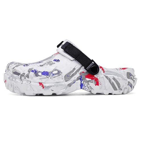 Image of FLIOZY Men's Camouflage Garden Clogs Comfortable Non-Slip Beach & Pool Mules, Lightweight Athletic Outdoor Sandals with Adjustable Back Strap