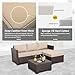 Rattan Star Patio Furniture Set 3 Piece Outdoor Sectional Sofa Set with Wicker Couch, Ottoman, Patio Table with Storage All-Weather Non-Slip Cushions and Waterproof Covers, Khaki