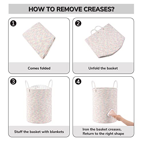 Goodpick Rainbow Rope Storage Basket For Kids 15 X 20 Inches, Tall Baby Laundry Basket For Living Room Bedroom, Nursery Storage Basket For Toy Blankets Toy Bin, 58L #TOP6