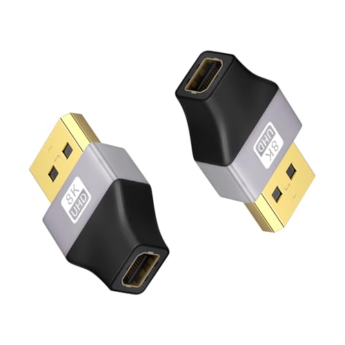 Duttek 8K DisplayPort to Mini DisplayPort Adapter, DisplayPort Male to Mini Displayport Female Adapter - High Resolution 8K@60Hz UHD Video - Compatible with Laptop, PC, Monitor, TV- 2 Pack