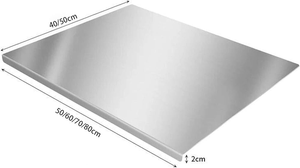 Tabla de cortar grande de acero inoxidable para cocina, resistente para carne, verduras y pan, tamaño extragrande, 60 x 60 cm