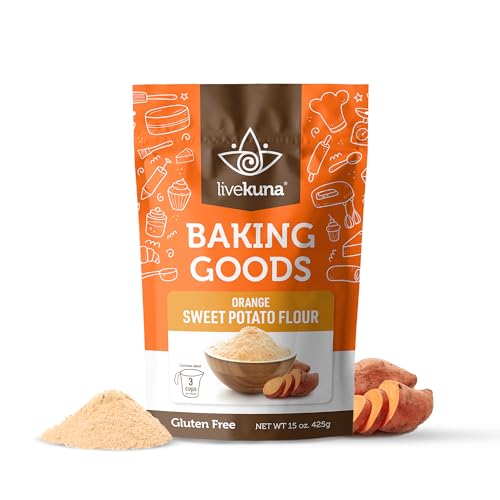LiveKuna - Orange Sweet Potato Flour, Sweet Potato Flour for Baking, Gluten-Free Baking Flour, Alternative for Almond Flour, Rice Flour & Coconut Flour, Sweet Potato Powder Flour for Soups & Sauces