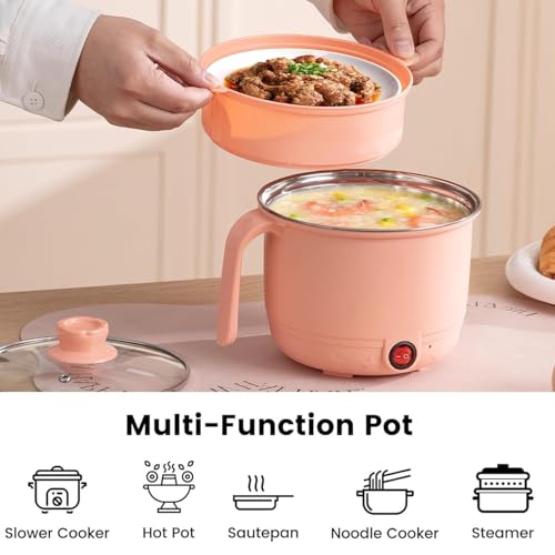 Image of Electric Mini Cooking Pot, 1.5L, Non-Stick Interior Multipurpose Electric Kettle with Ceramic Coating 1.2L|Boil, Steam, Fry, Saute|Multi Cooker kettle for Water,Milk,Egg, Tea,Soup,Coffee