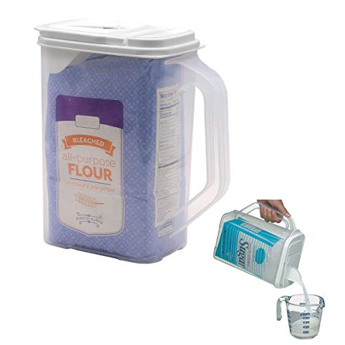 Food Storage Container 4 Quart Flour Sugar Bag In Keeper and Dispenser with Handle