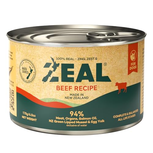 Image of ZEAL New Zealand Canned Wet Dog Food - High Protein, Pure Nutrition, Natural Superfoods, Grain-Free with Superfoods (Beef, 6oz Can 12-Pack)