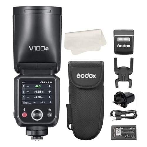 Godox V100-C 100Ws Touchscreen Camera Flash Speedlite for Canon, Detachable Sub Flash, USB-C Charge Battery, 2.4G X Wireless HSS TTL Flash for Canon R5 R6 R6II R7 R8 RP R R50 M50 90D 6D 7D 5DMarkIII
