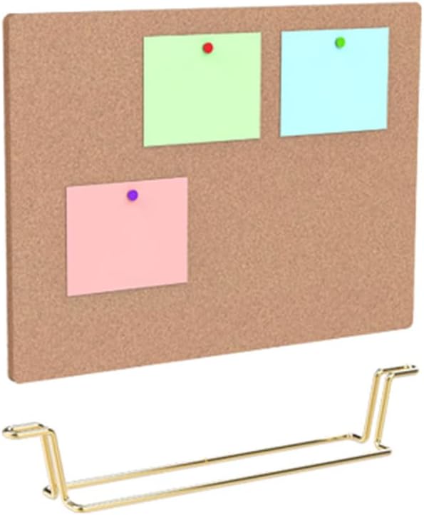 TOYANDONA Cork Board Bulletin Board with Metal Stand, Wooden Pin Notice Message Pin Board Desktop Memo Board for Home Office (Golden Base)