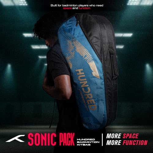 Image of Hundred Sonic Pack Kit Bag | Spacious Badminton Racket Bag with Dual Large Compartments for Rackets, Shoes & Gear - Ideal for Sports, Gym & Travel | Unisex Design