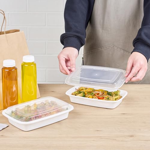 Restaurantware-Asporto 24 Ounce Take Out Containers, 100 Food Containers With Lids - Microwavable, Disposable, White Plastic To Go Boxes For Food, No BPA, For Take Out And Delivery by Restaurantware - Image 5