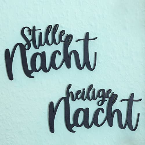 Elegant Christmas Decoration - Lettering Silent Night Made of Wood - Wall Decoration - Image 2