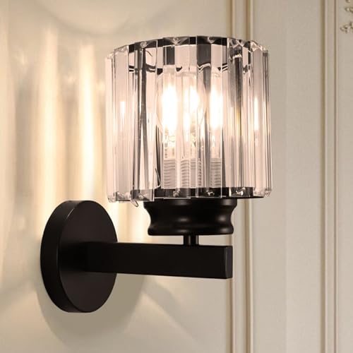 TiooDre Modern Crystal Wall Light Sconce, E27 Wall Lighting Fixture, Crystal Wall Lamp, Wall Sconce Lights for Living Room, Bedrooms, Corridor, Dining Room, Hallway (No Light Source)