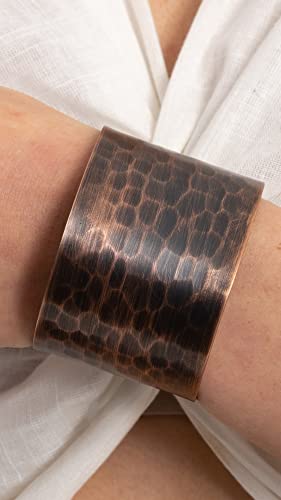 Demmex Hand Crafted Thickest 100% Turkish Hammered Copper Unisex Cuff Bracelet, 1.5Mm Thick Solid Uncoated Pure Copper, Reduce Joint Pain, Inflammation & Stress (Antiqued Copper, 1.6 Inches) #TOP4
